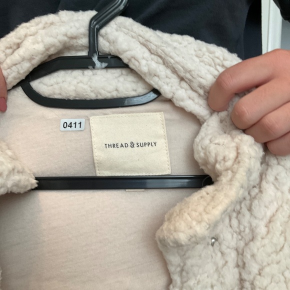 #0411 Cream Zip Up Size S Brand Thread and Supply - Picture 3 of 3